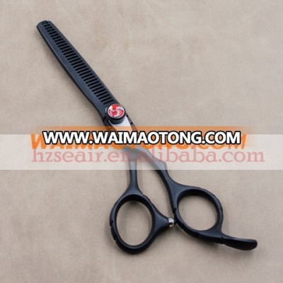 Black Titanium coating hair barber scissors with teeth blade